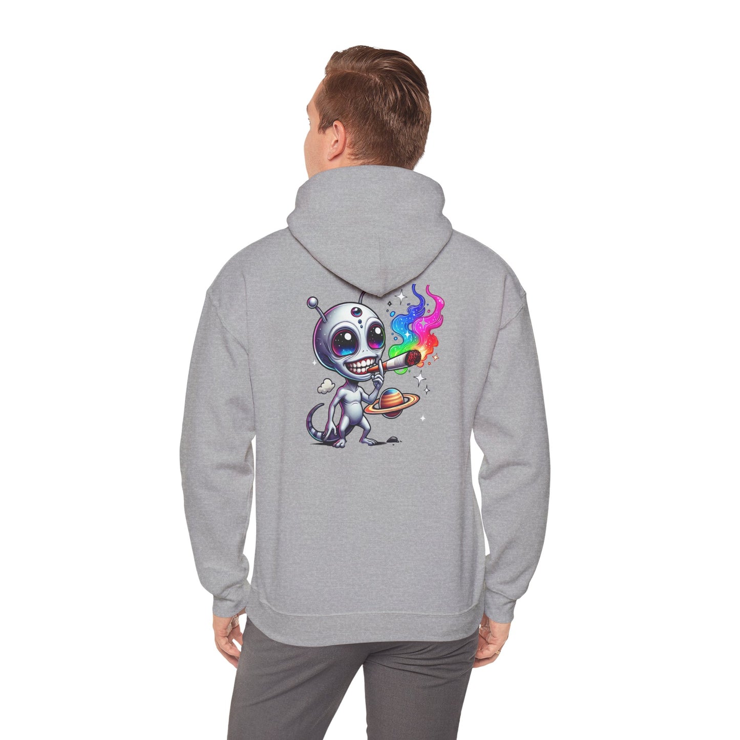 Alien Chef Hoodie — Cute Cartoon Alien Cooking with Rainbow Flame Hooded Sweatshirt