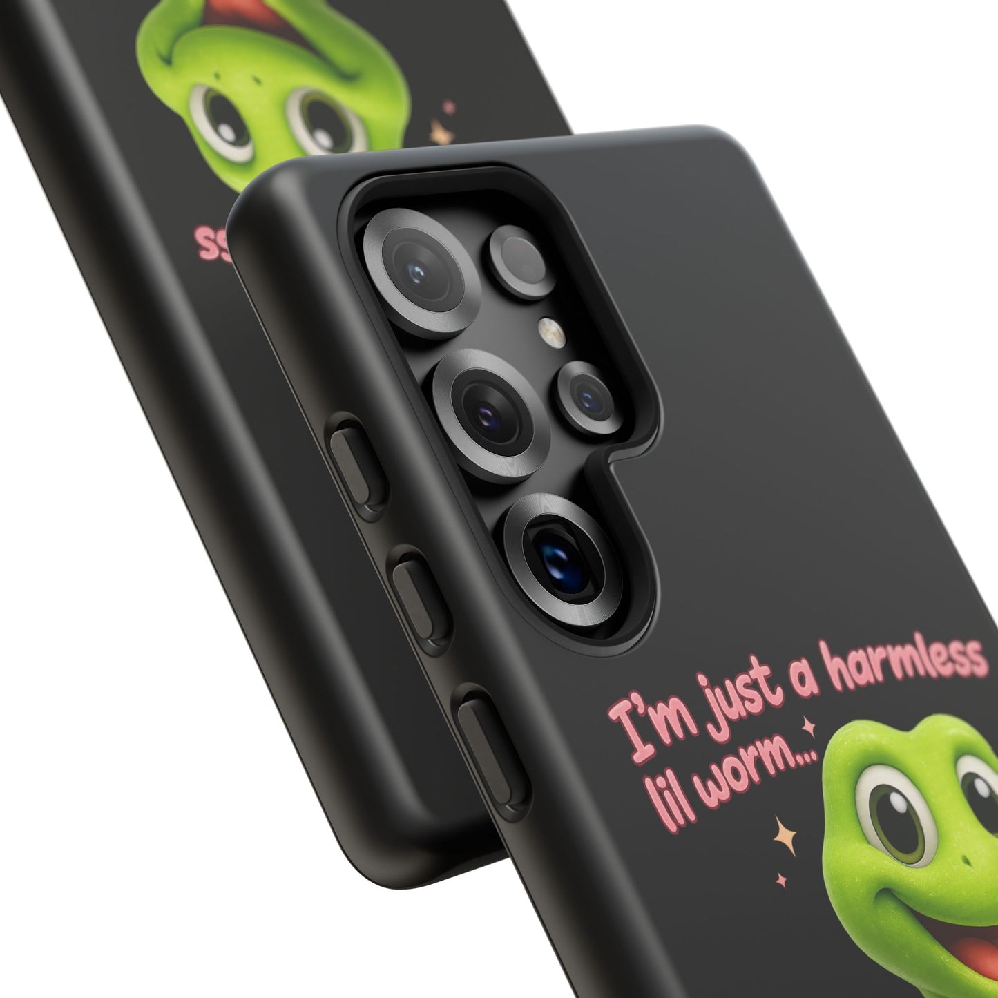 Phone Case — “I’m Just a Harmless Lil Worm… With Chaotic Intentions” Cute Cartoon Worm Design