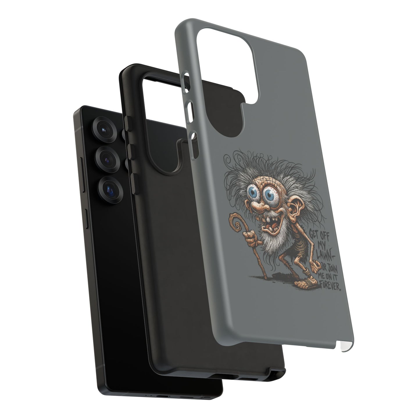 Phone Case — Funny Grumpy Troll Design: “Get Off My Lawn” Protective Cover