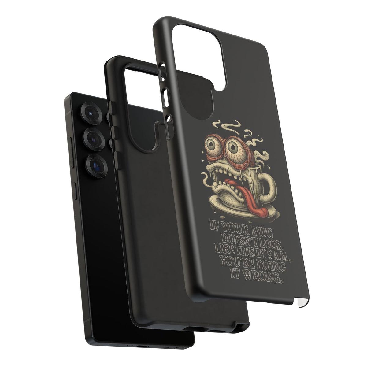 Tough Cases: Retro Hot Coffee Monster Phone Case — Funny 'If Your Mug...' Quote