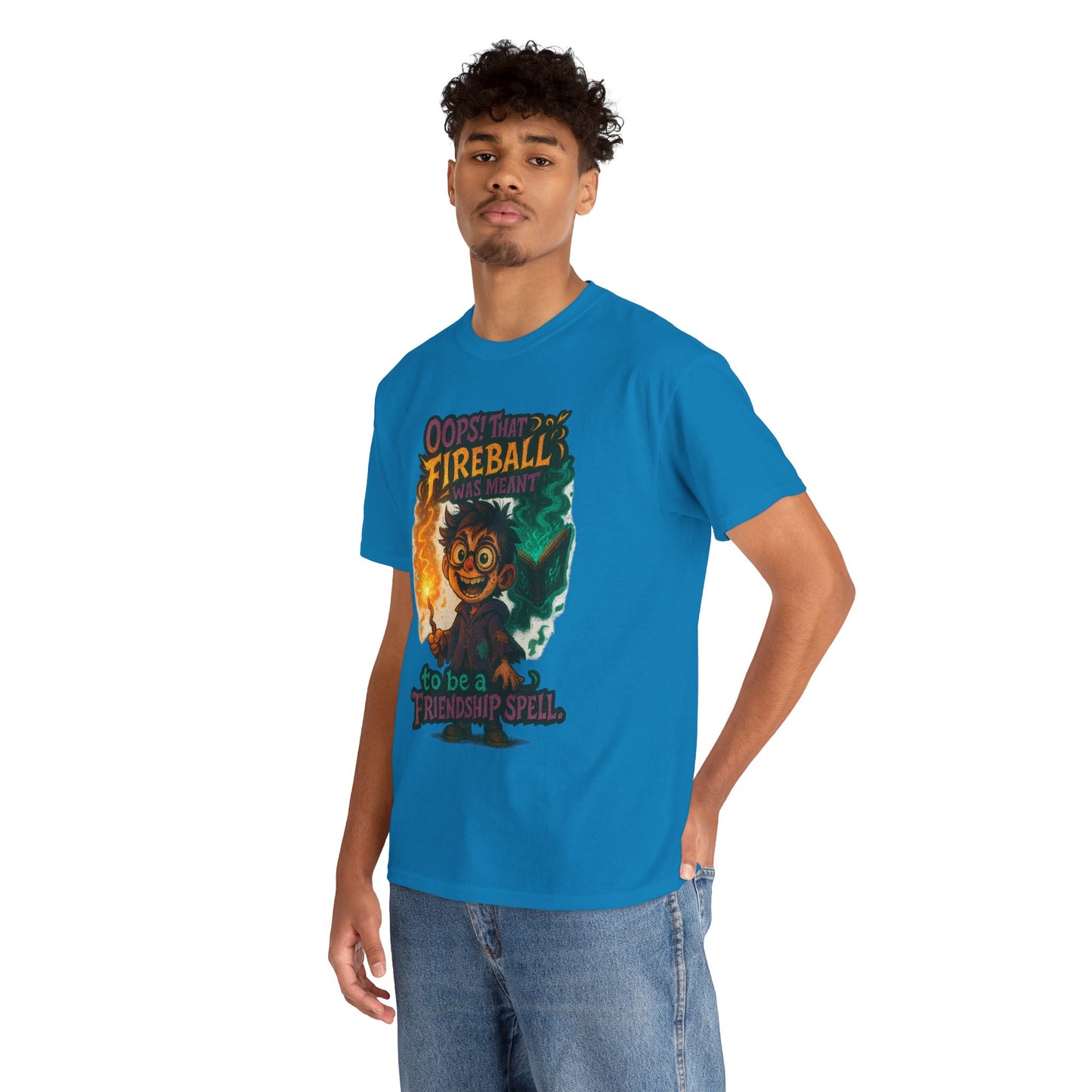 Fireball Wizard Character Tee | 'Friendship Spell' Magic Illustration