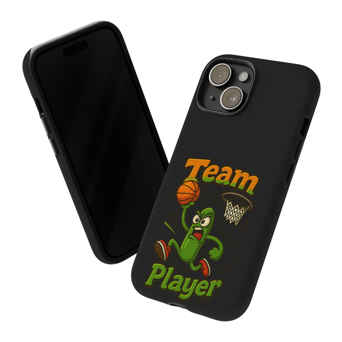 Team Player Basketball Phone Case — Cute Cartoon Pickle Dunk Phone Cover