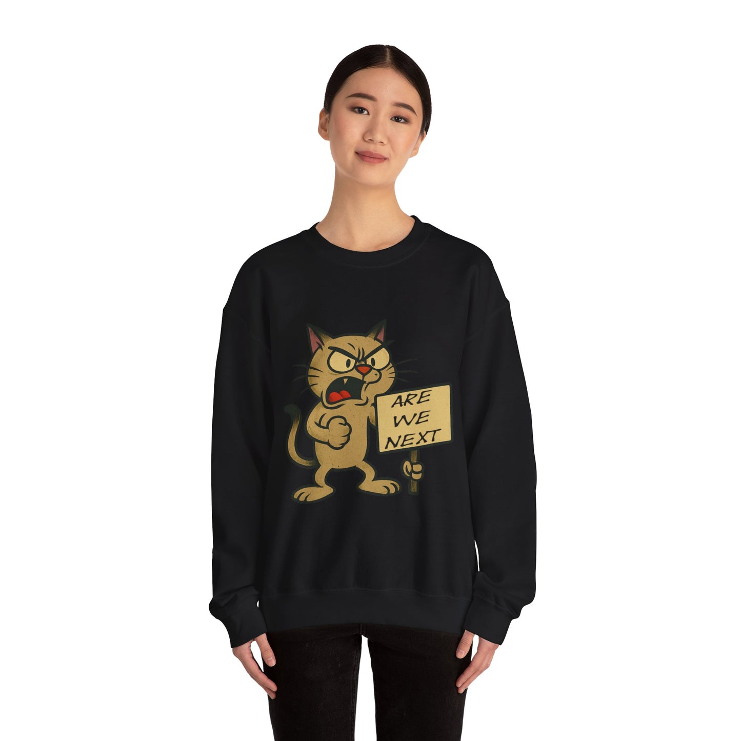 Are We Next – Angry Cat Protest Crewneck Sweatshirt
