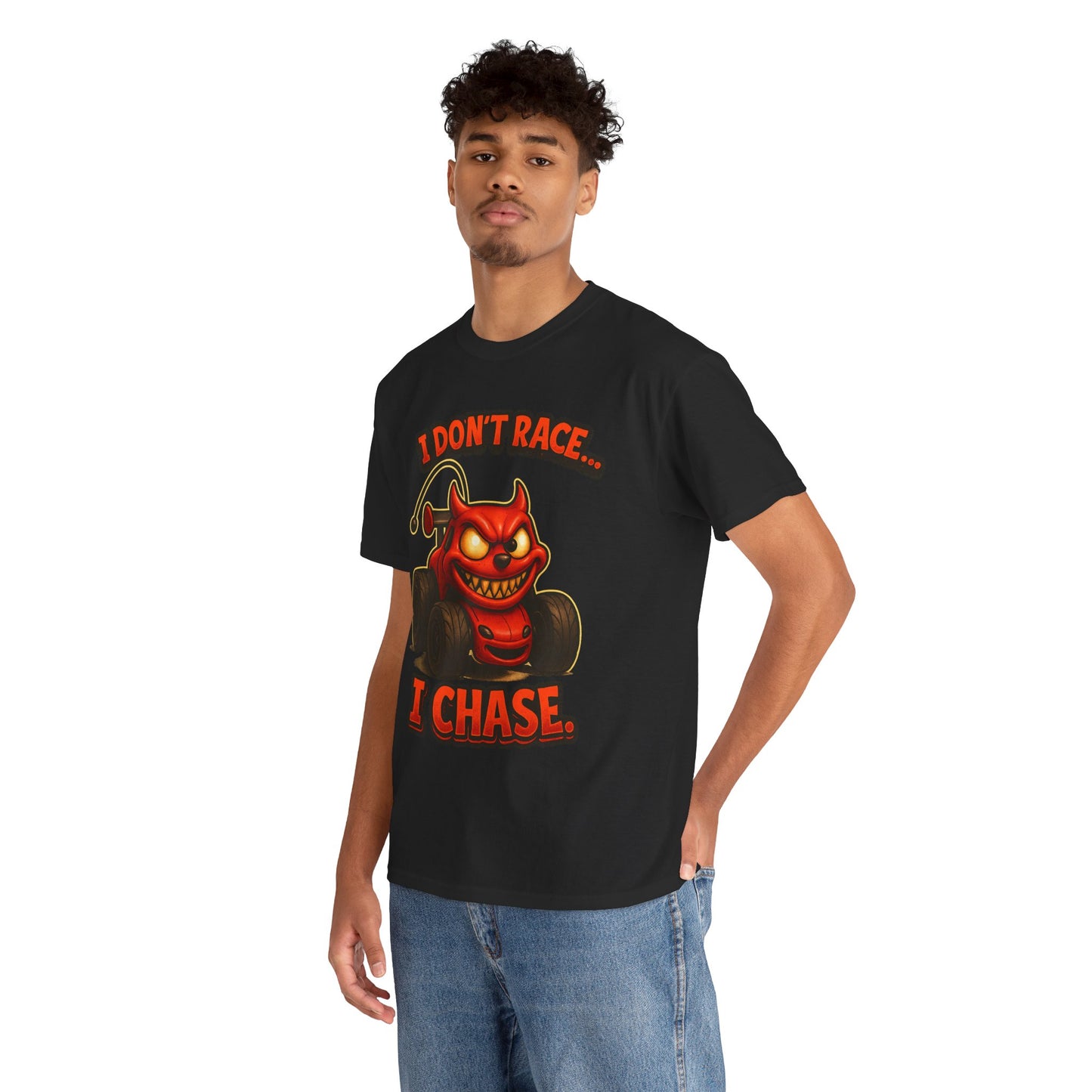 I Don't Race I Chase T-Shirt | Devil Car Cartoon Tee