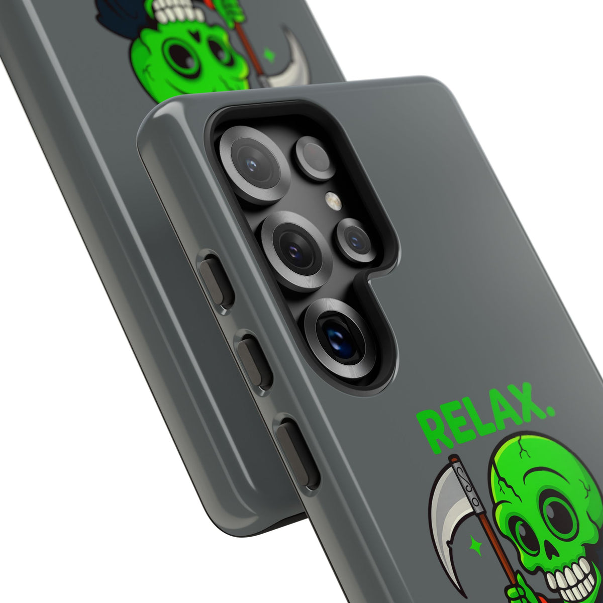 Phone Case — 'Relax. I Only Reap on Weekdays.' Cute Green Grim Reaper Protective Cover