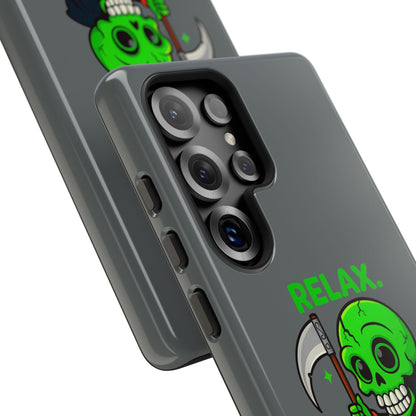 Phone Case — 'Relax. I Only Reap on Weekdays.' Cute Green Grim Reaper Protective Cover