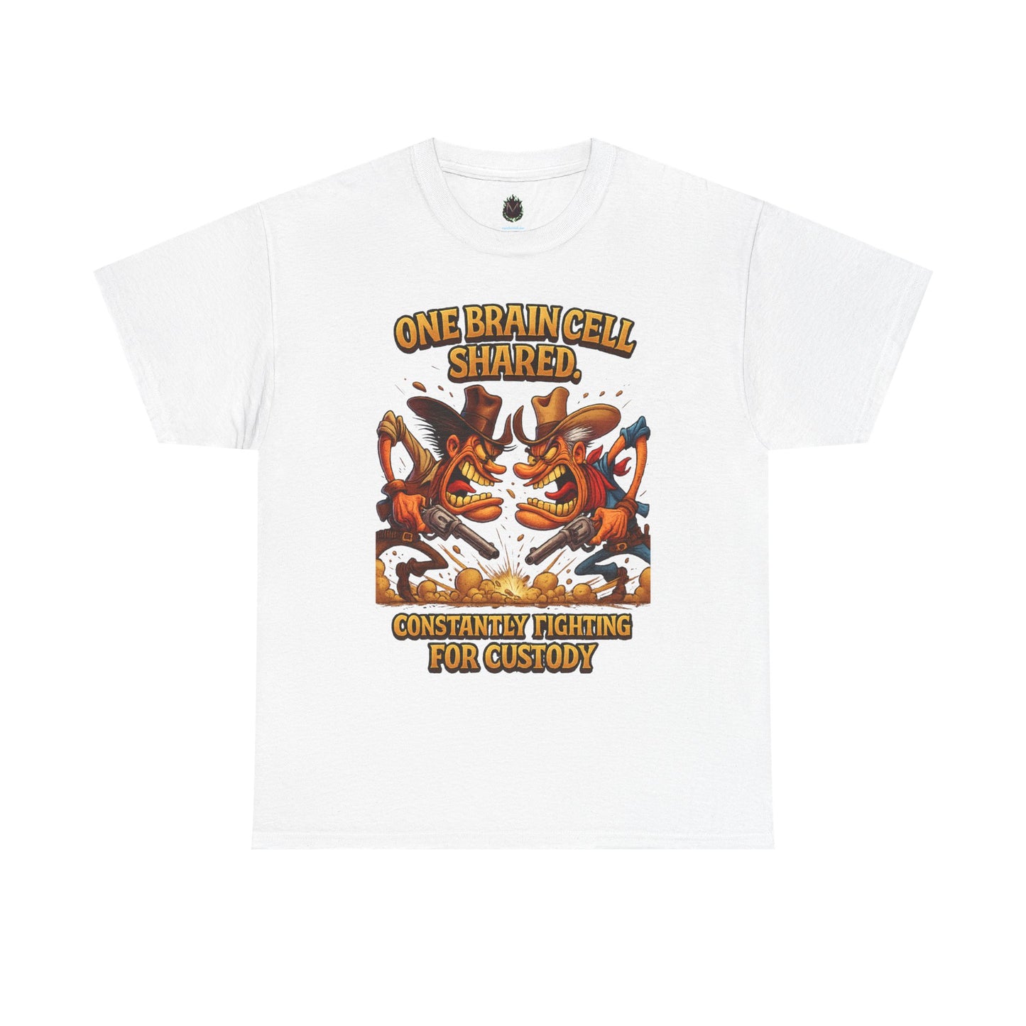 One Brain Cell Shared Custody T-Shirt | Funny Cartoon Foxes Fighting