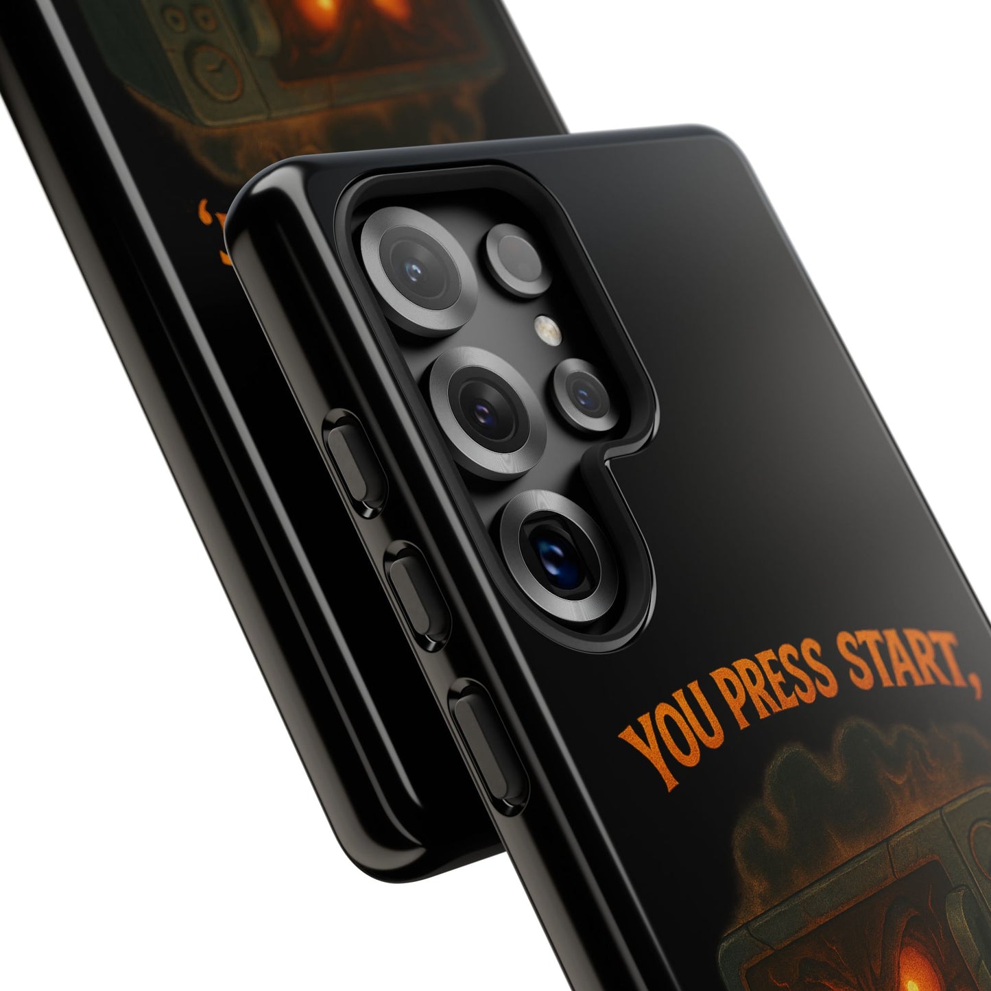 Phone Case — "You Press Start, I Press Scream" Spooky Retro Game Controller Design