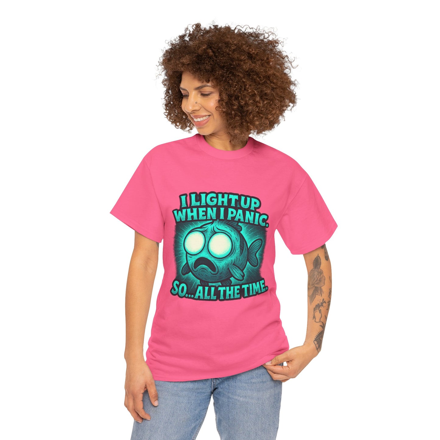 Glowing Panic Fish Tee | I Light Up When I Panic Graphic T-Shirt