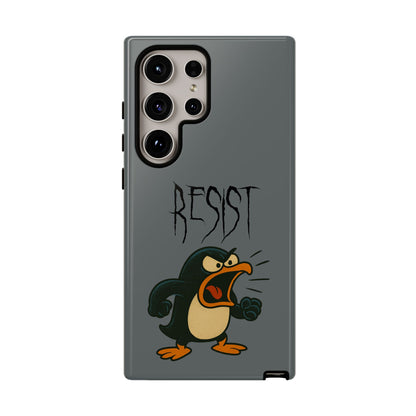 Resist Angry Penguin Phone Case — Protective iPhone Case with Bold Cartoon Design