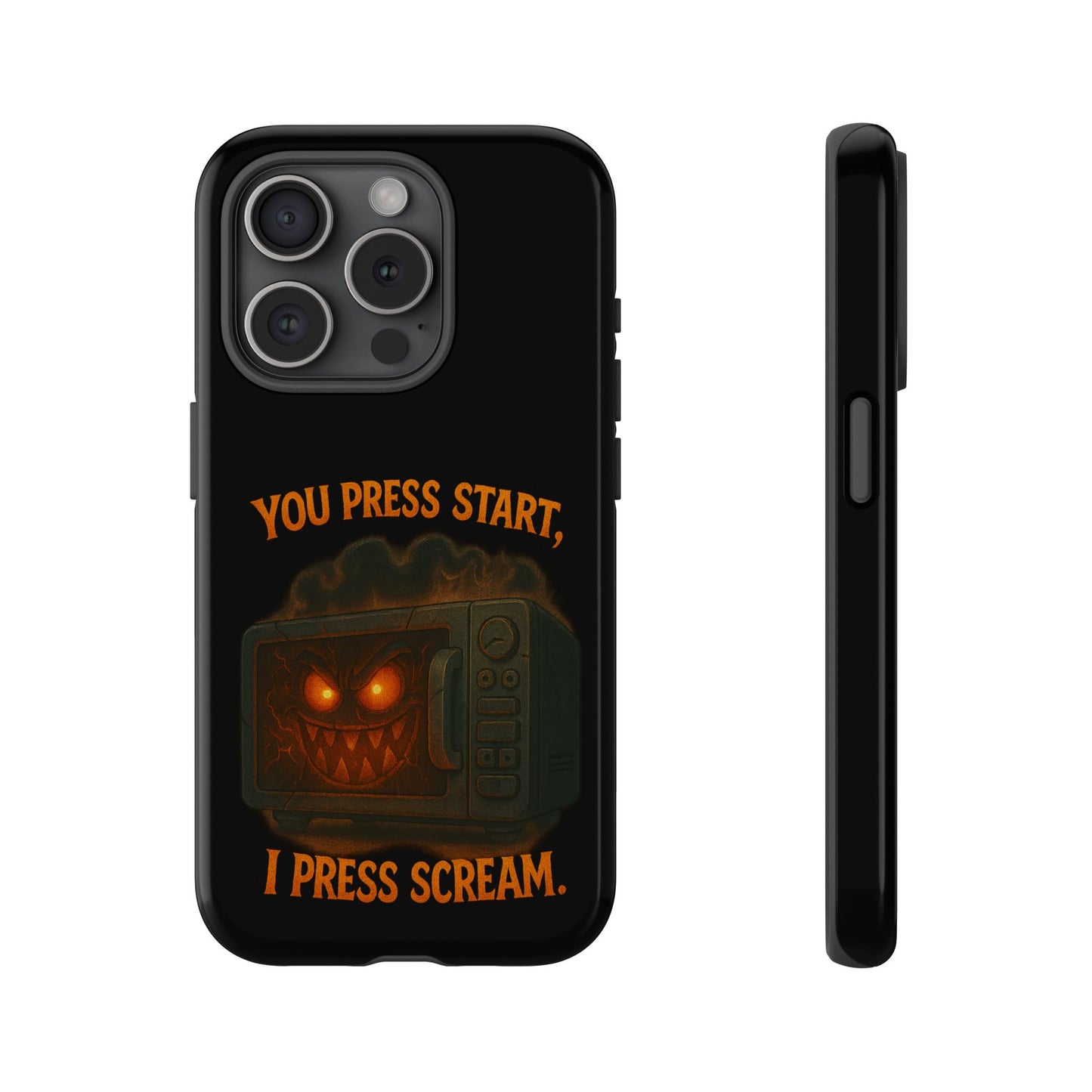 Phone Case — "You Press Start, I Press Scream" Spooky Retro Game Controller Design
