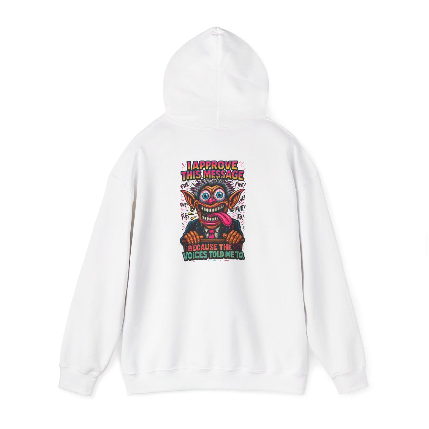 Hoodie — "I Did This Because the Voices Told Me to" Retro Horror Graphic