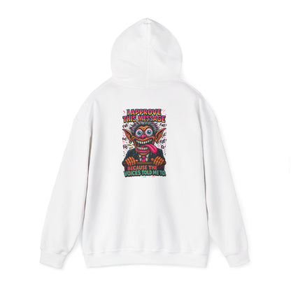 Hoodie — "I Did This Because the Voices Told Me to" Retro Horror Graphic