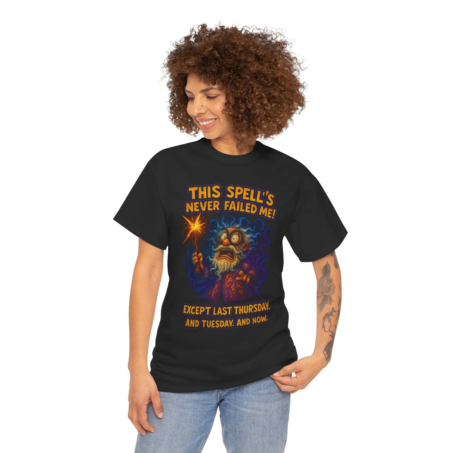 This Spell's Never Failed Me Wizard Tee | Funny Magic Illustration