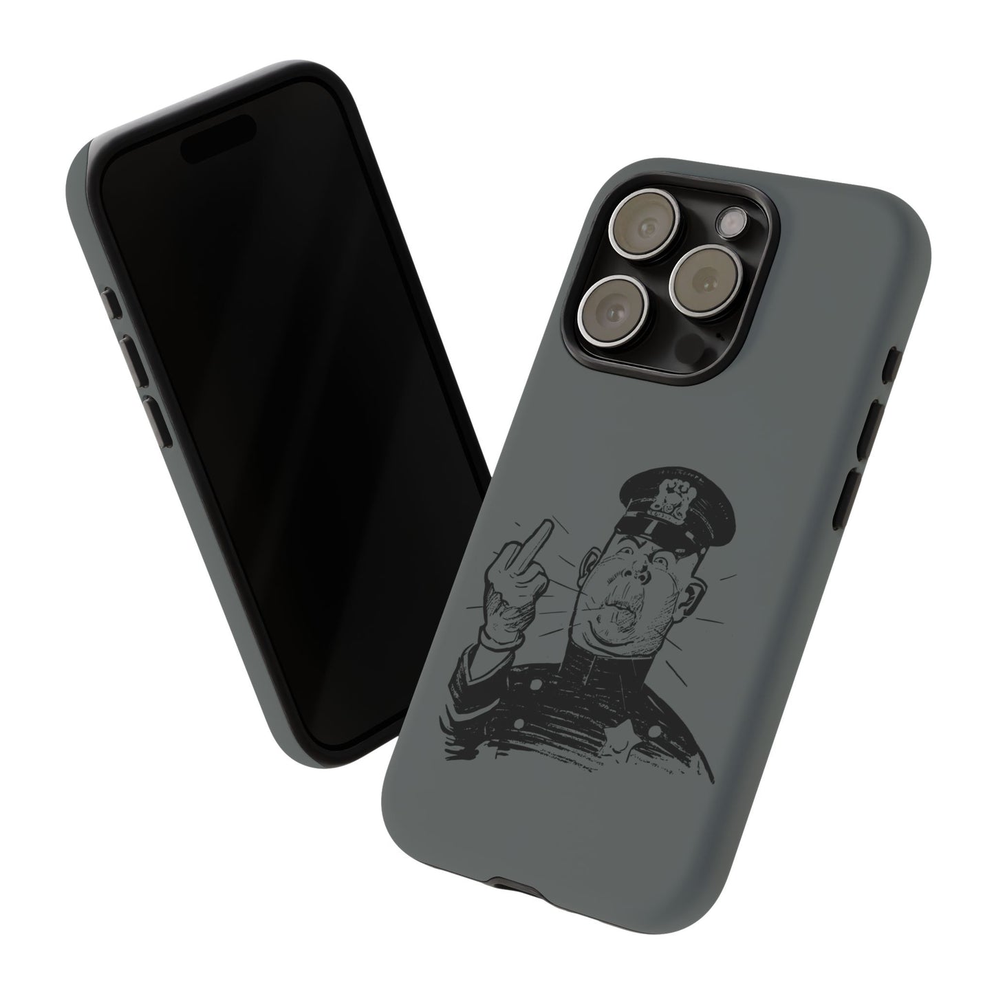 Vintage Cop Middle Finger Phone Case — Edgy Retro iPhone Protective Cover