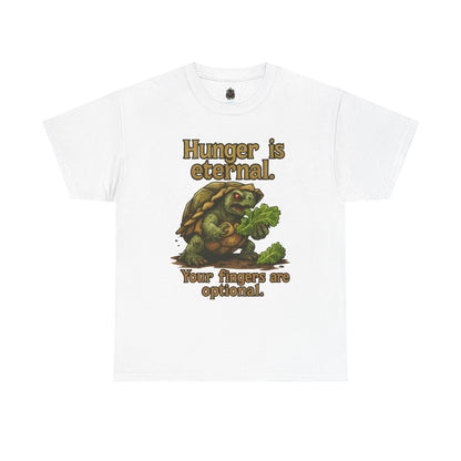 Hunger Is Eternal turtle graphic tee | Funny monster eating carrots T-Shirt