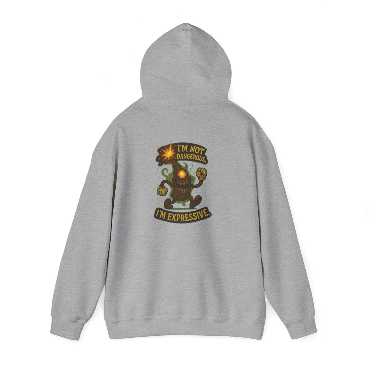 Expressive Pumpkin Character Hoodie — "Not Dangerous, I'm Expressive" Halloween Sweatshirt