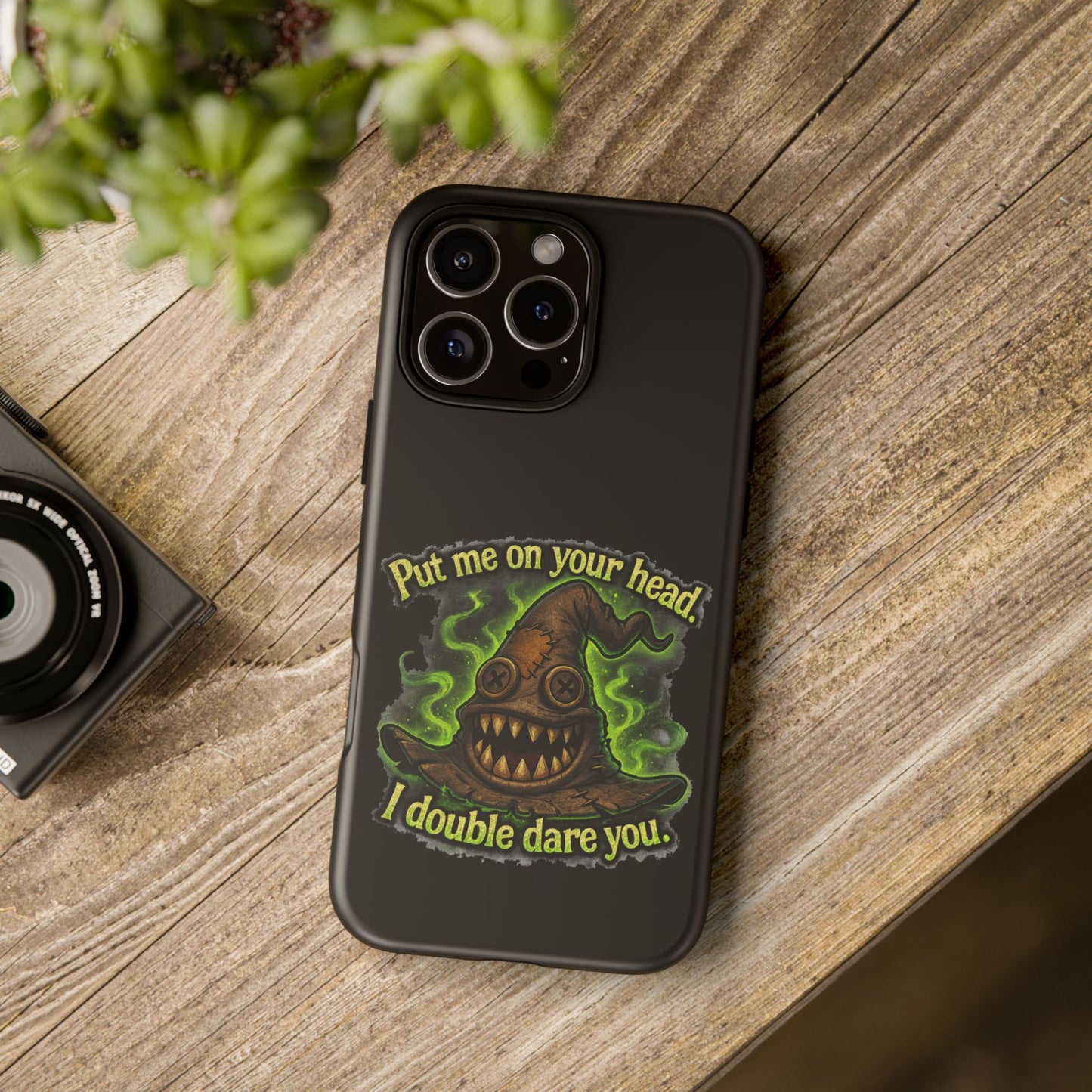 Phone Case — 'Put Me On Your Head, I Double Dare You' Witch Hat Horror Design