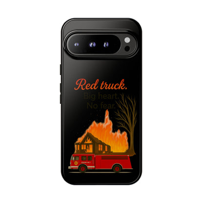 Phone Case — 'Red truck' Fire Truck Design, Vintage Firefighter Gift