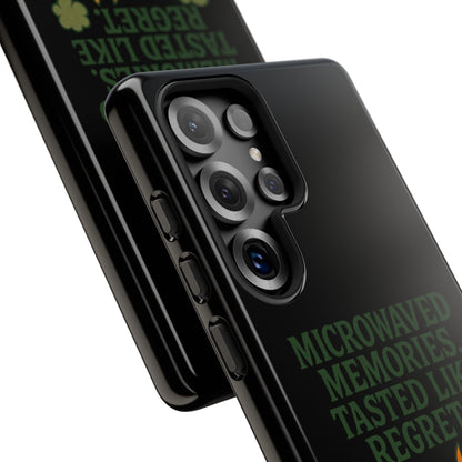 Microwaved Memories Phone Case — 'Microwaved Memories. Tasted Like Regret.' Retro Fire Design