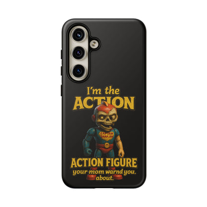 Action Figure Phone Case — "I'm the Action" Retro Skull Toy Design