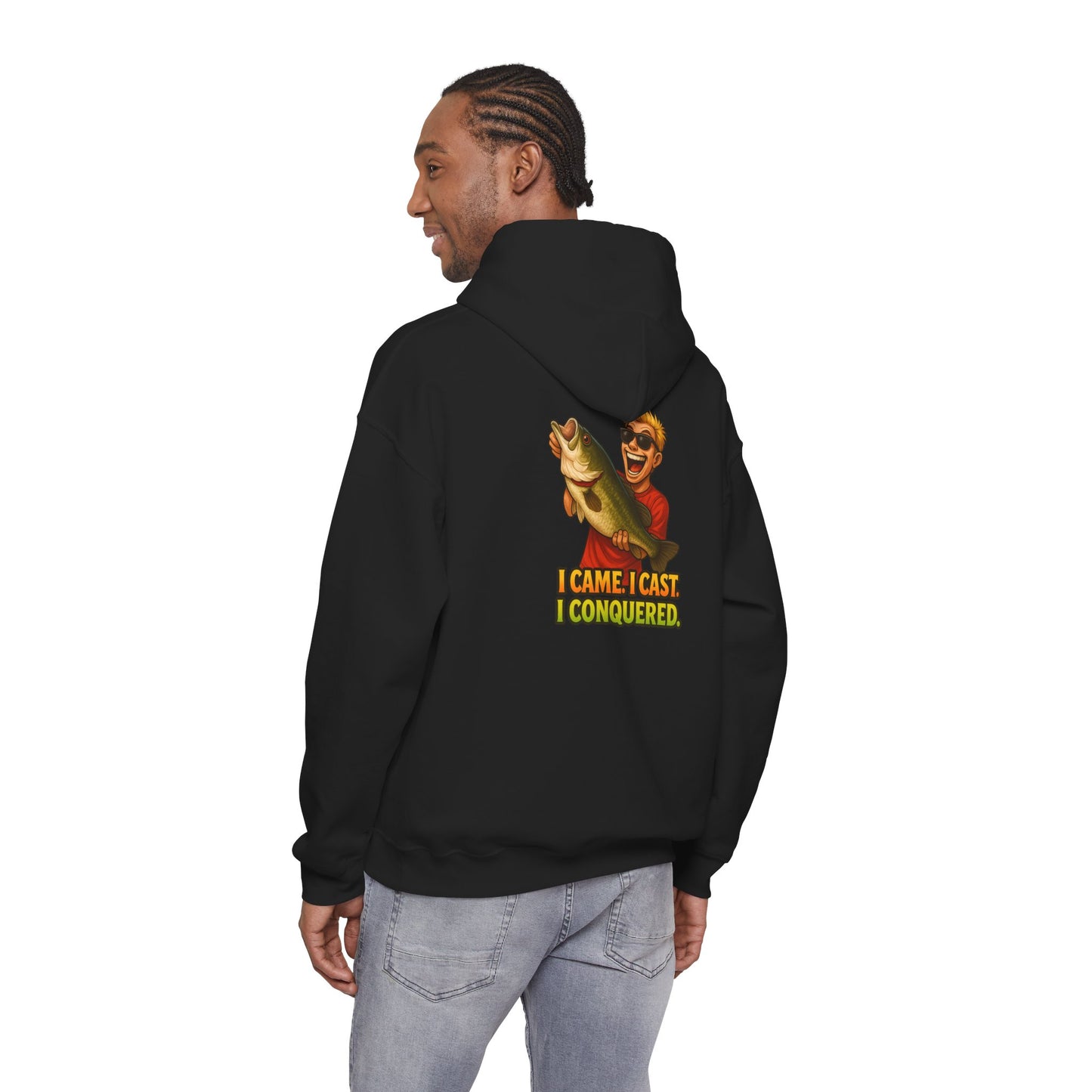 Fishing Hoodie – I Came, I Cast, I Conquered Graphic Pullover