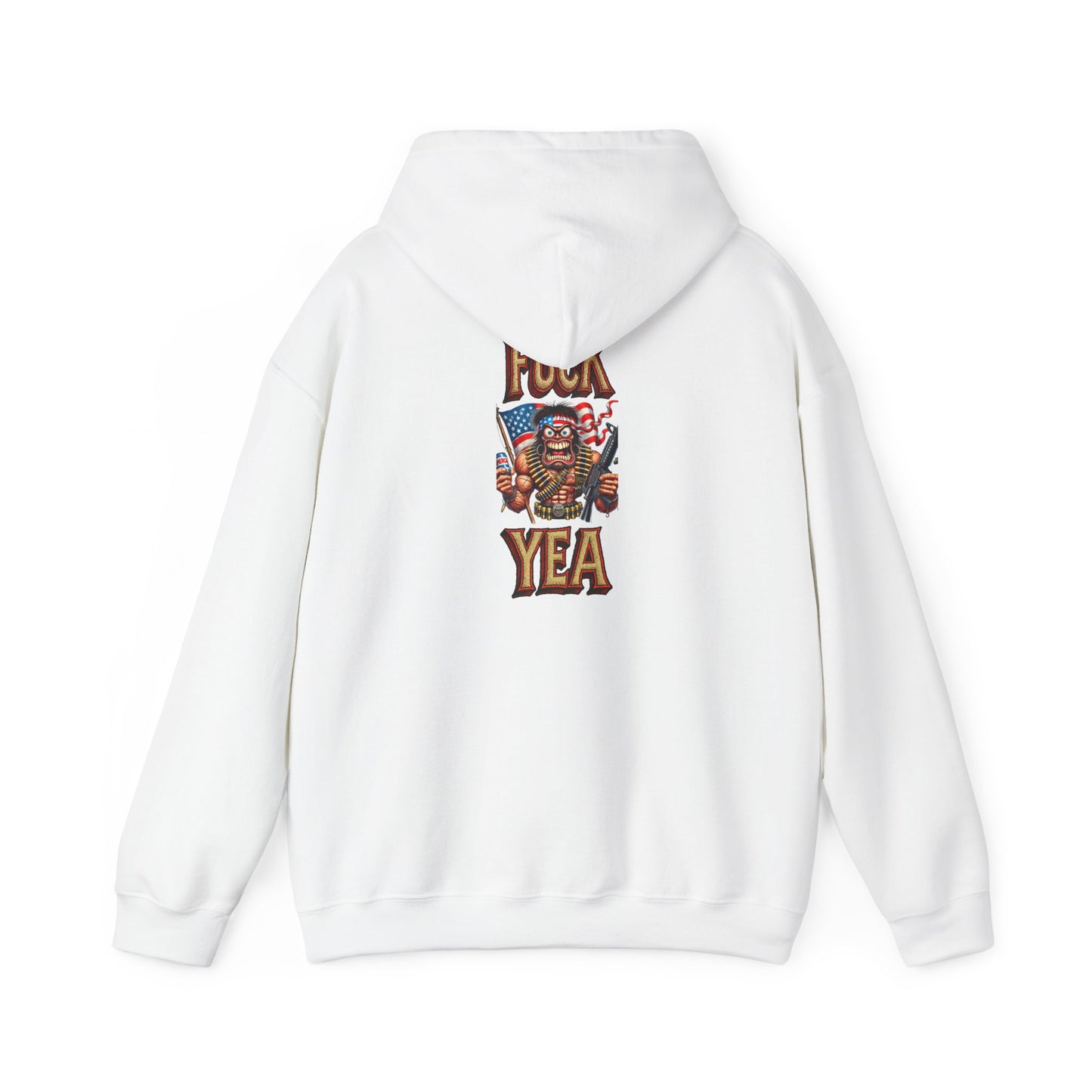 Hoodie - 'F*** Yea' Retro Eagle American Flag Graphic Pullover