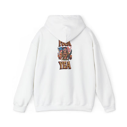 Hoodie - 'F*** Yea' Retro Eagle American Flag Graphic Pullover