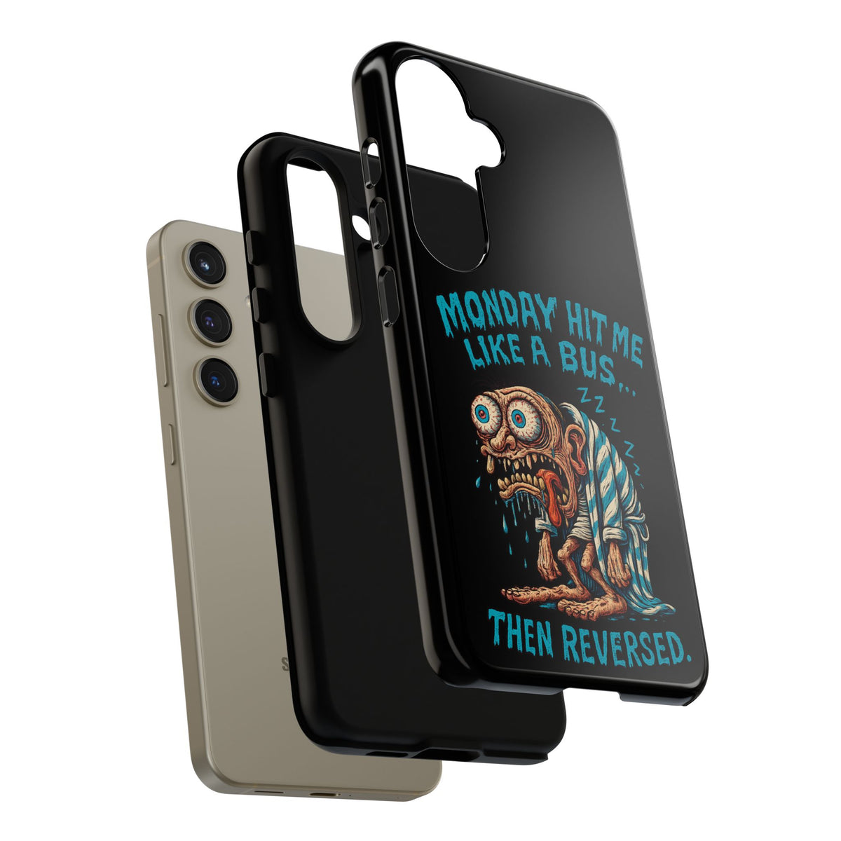 Phone Case — "Monday Hit Me Like a Bus... Then Reversed" Funny Grotesque Zombie Design