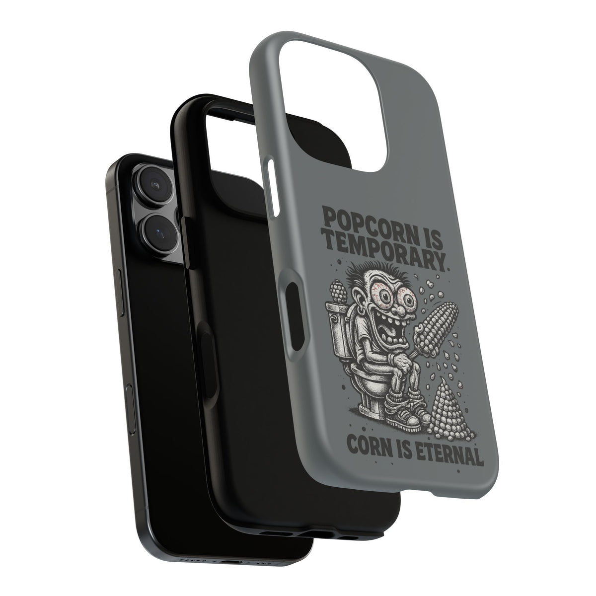 Phone Case — "Popcorn Is Temporary, Corn Is Eternal" Retro Zombie Corn Design