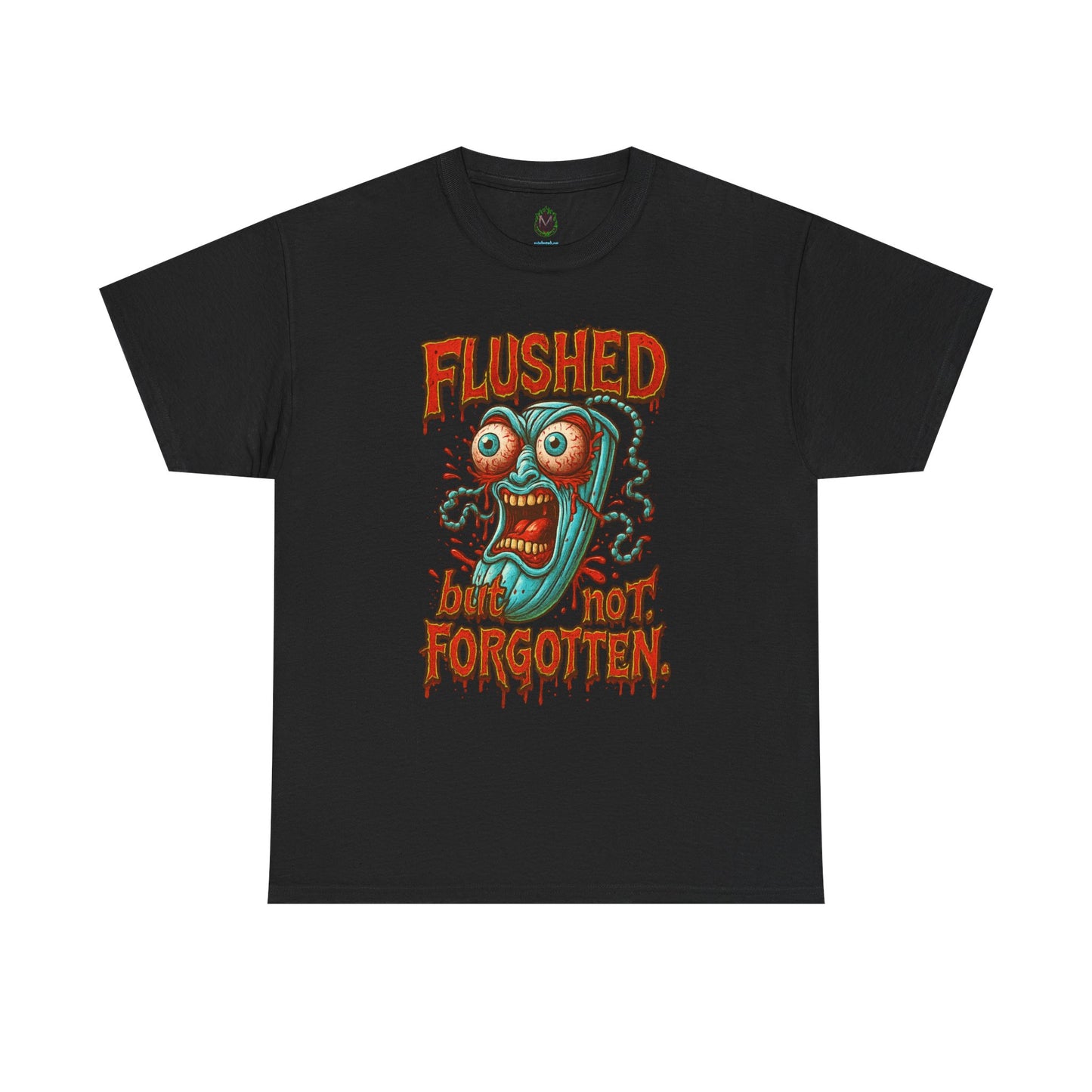 Flushed But Not Forgotten – Blood Red Letter Horror Tee