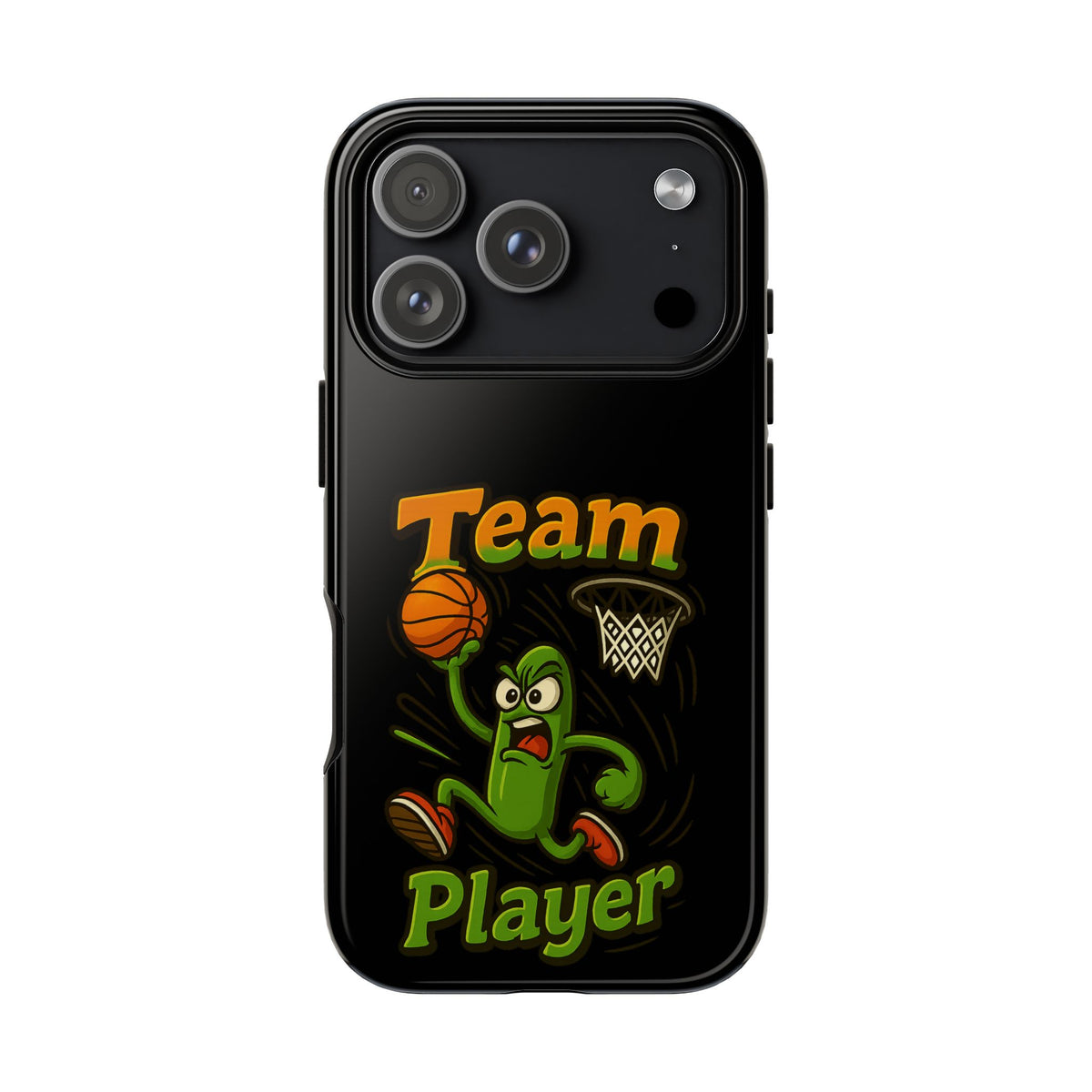 Team Player Basketball Phone Case — Cute Cartoon Pickle Dunk Phone Cover