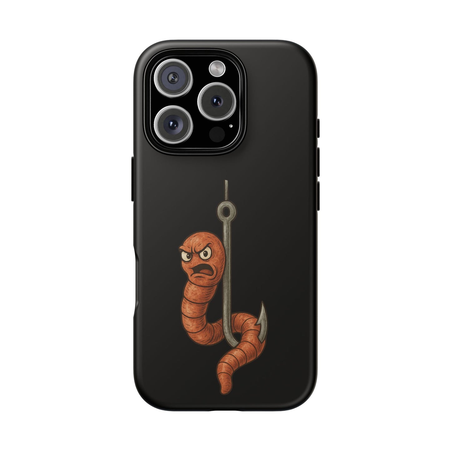 Angry Worm on Hook Phone Case – Funny Fishing Humor Protective Cover