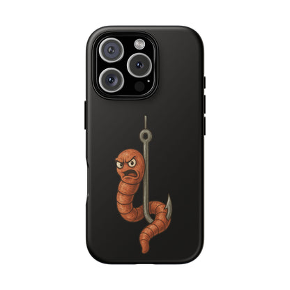 Angry Worm on Hook Phone Case – Funny Fishing Humor Protective Cover