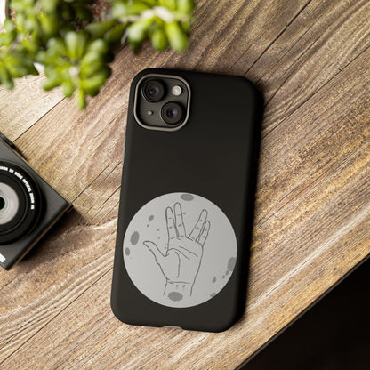 Spock Live Long Phone Case — Vulcan Salute Moon Graphic