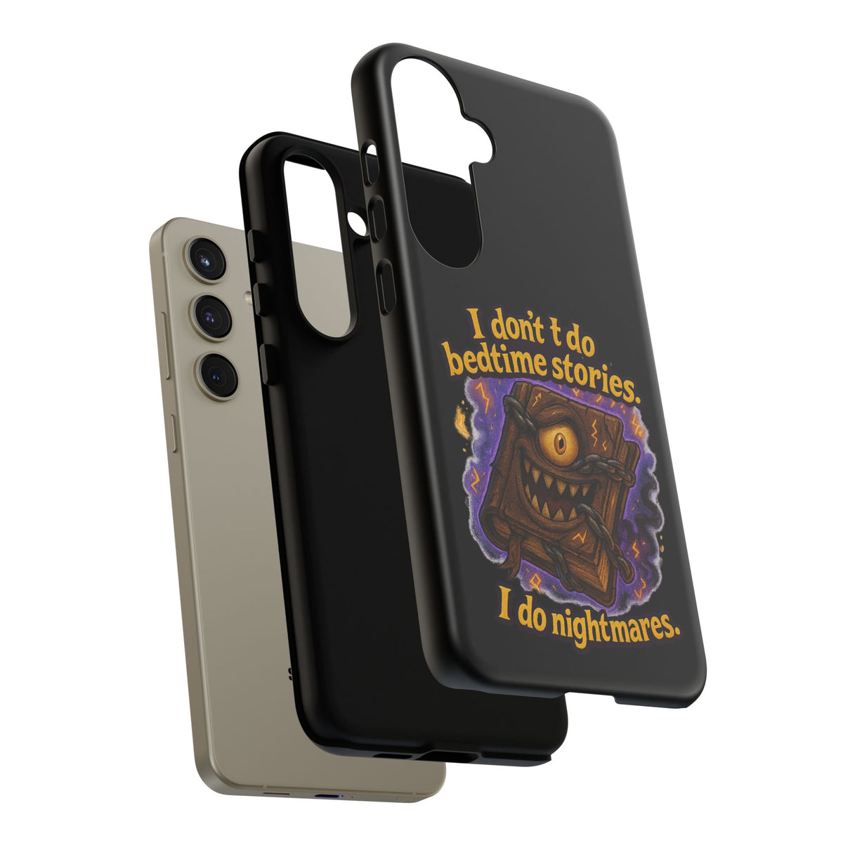 Phone Case — "I Don't Do Bedtime Stories, I Do Nightmares" Horror Book Design