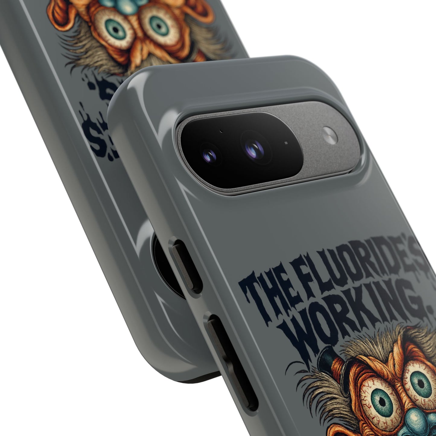 Phone Case — Retro Horror Graphic “The Fluoride’s Working” Shock Art