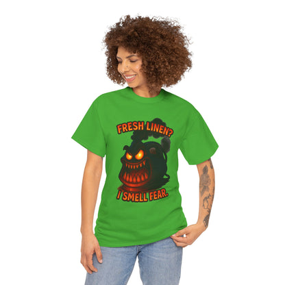 Fresh Linen? I Smell Fear Tee | Scary Laundry Monster Halloween Shirt