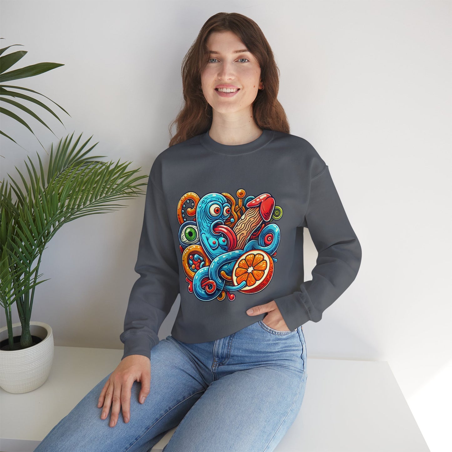 Psychedelic Tentacle Citrus Crewneck Sweatshirt