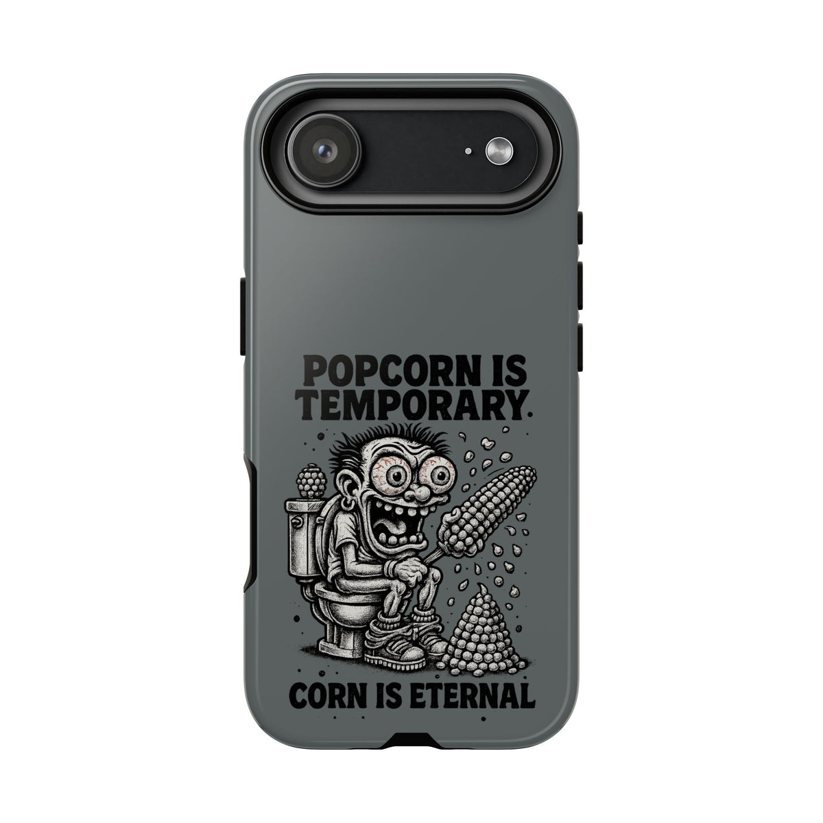 Phone Case — "Popcorn Is Temporary, Corn Is Eternal" Retro Zombie Corn Design