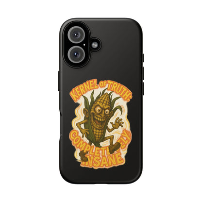 Corny Horror Phone Case - “Kernel of Truth, Completely Insane” Retro Corn Monster