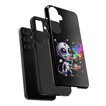 Alien Smoking Rainbow Galaxy Phone Case — Cute Cosmic Art Tough Case