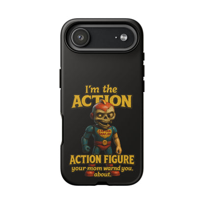 Action Figure Phone Case — "I'm the Action" Retro Skull Toy Design