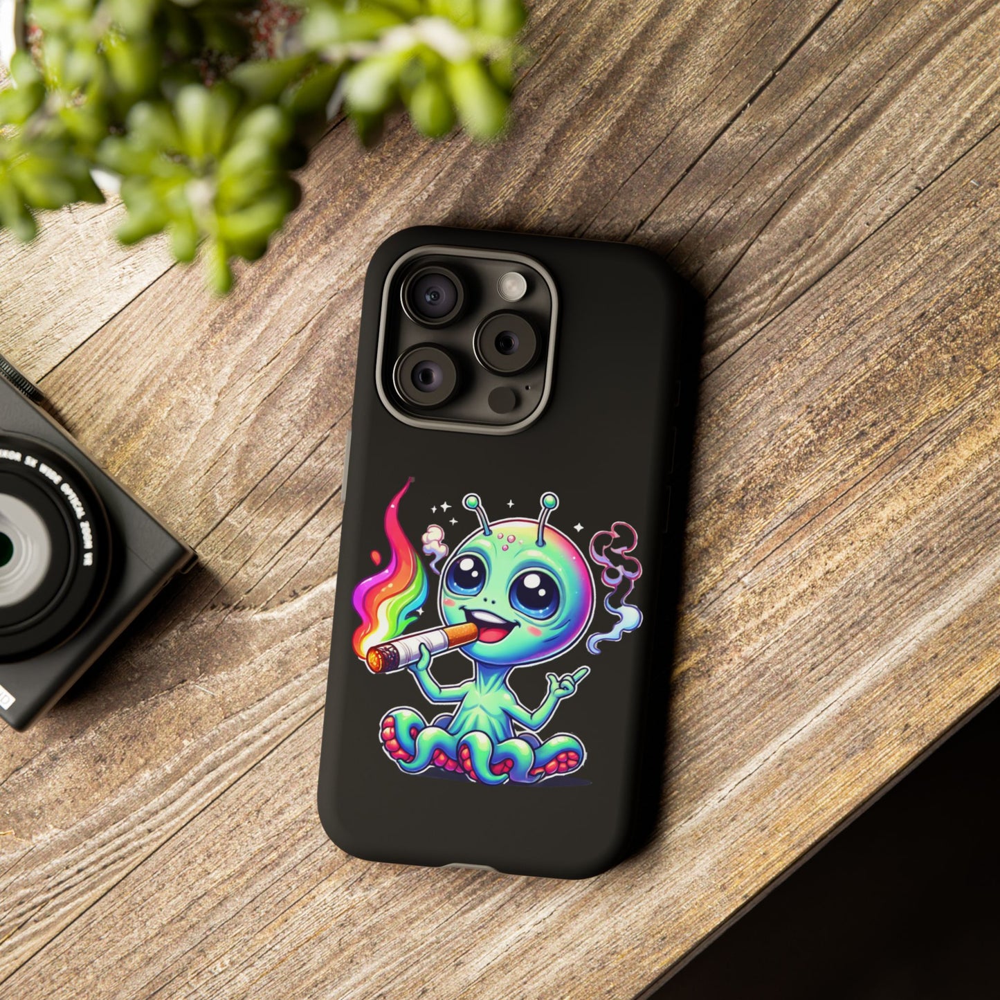 Alien Smoking Rainbow Joint Phone Case — Cute Psychedelic Cannabis iPhone Cover
