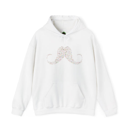 Mustache Text Art Hoodie — Vintage Typewriter Script Graphic Sweatshirt