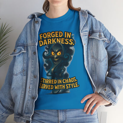 Forged in Darkness cat spirit T-Shirt | Stirred in Chaos illustrated tee
