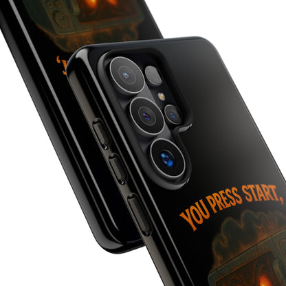 Phone Case — "You Press Start, I Press Scream" Spooky Retro Game Controller Design