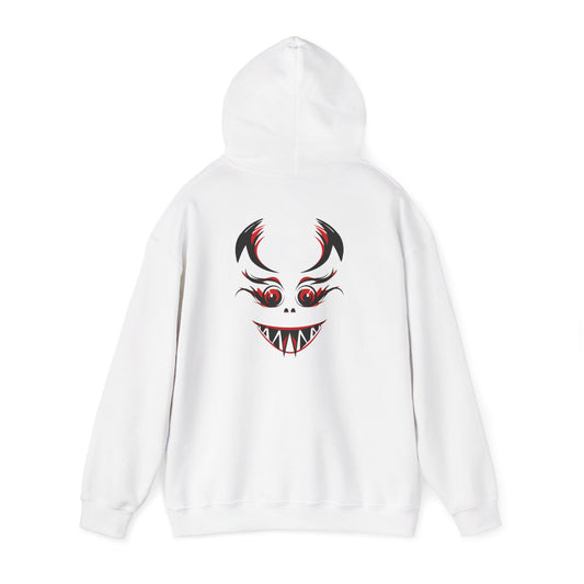 Creepy Smile Hoodie - Devilish Face Graphic Back Print