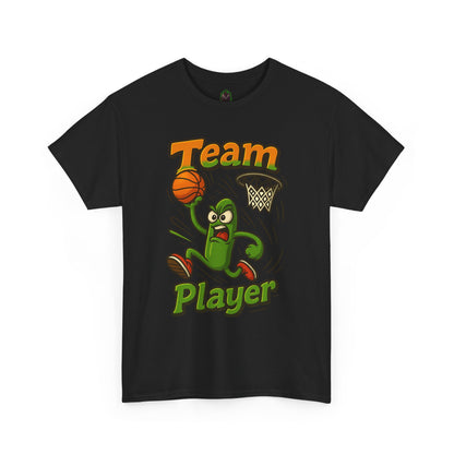 Team Player Basketball T-Shirt — Funny Pickle Mascot Sports Tee
