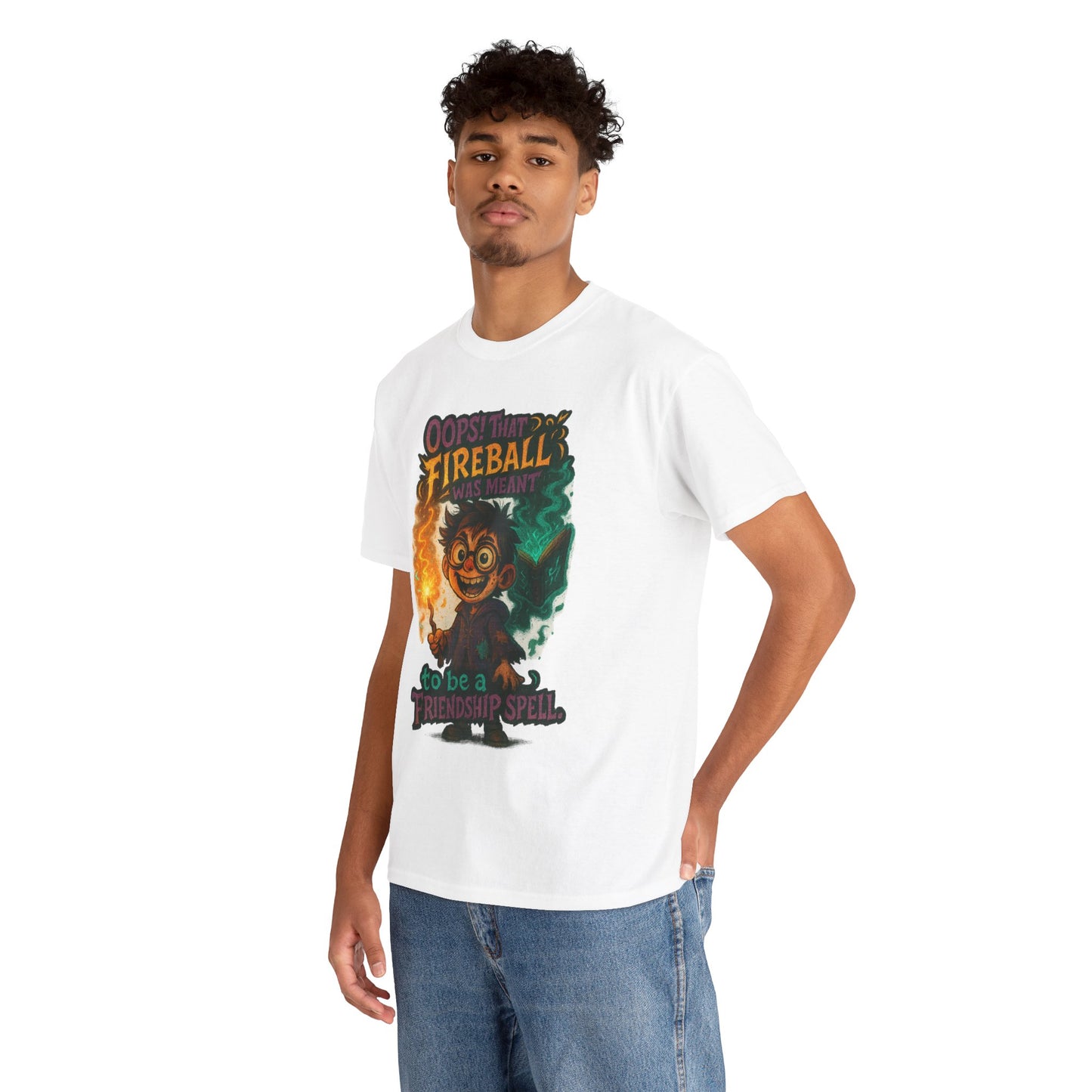 Fireball Wizard Character Tee | 'Friendship Spell' Magic Illustration